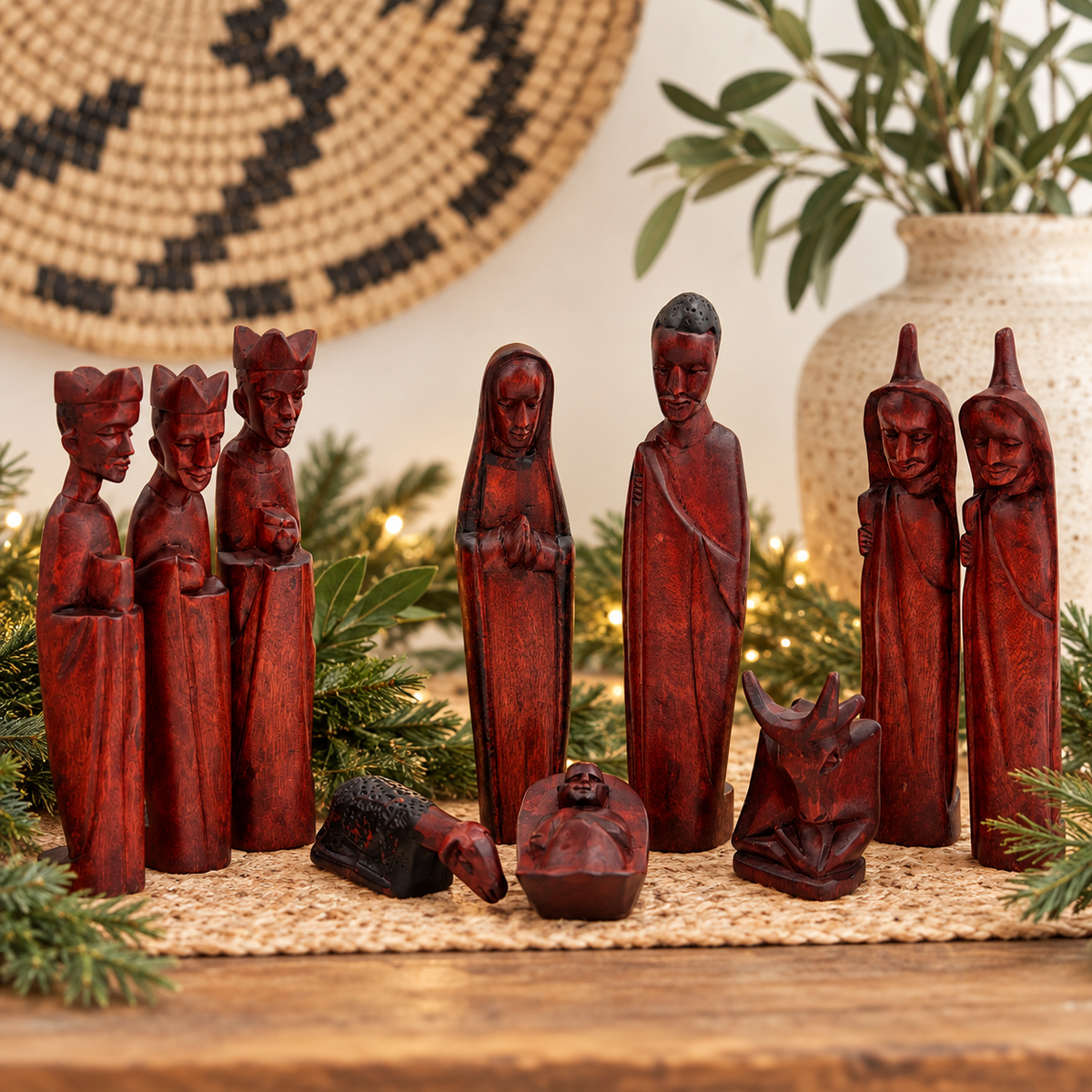 Ugandan Hand-Carved Wood Nativity