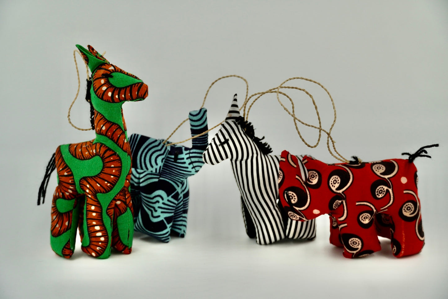 Ugandan Fabric Animal Ornament Set