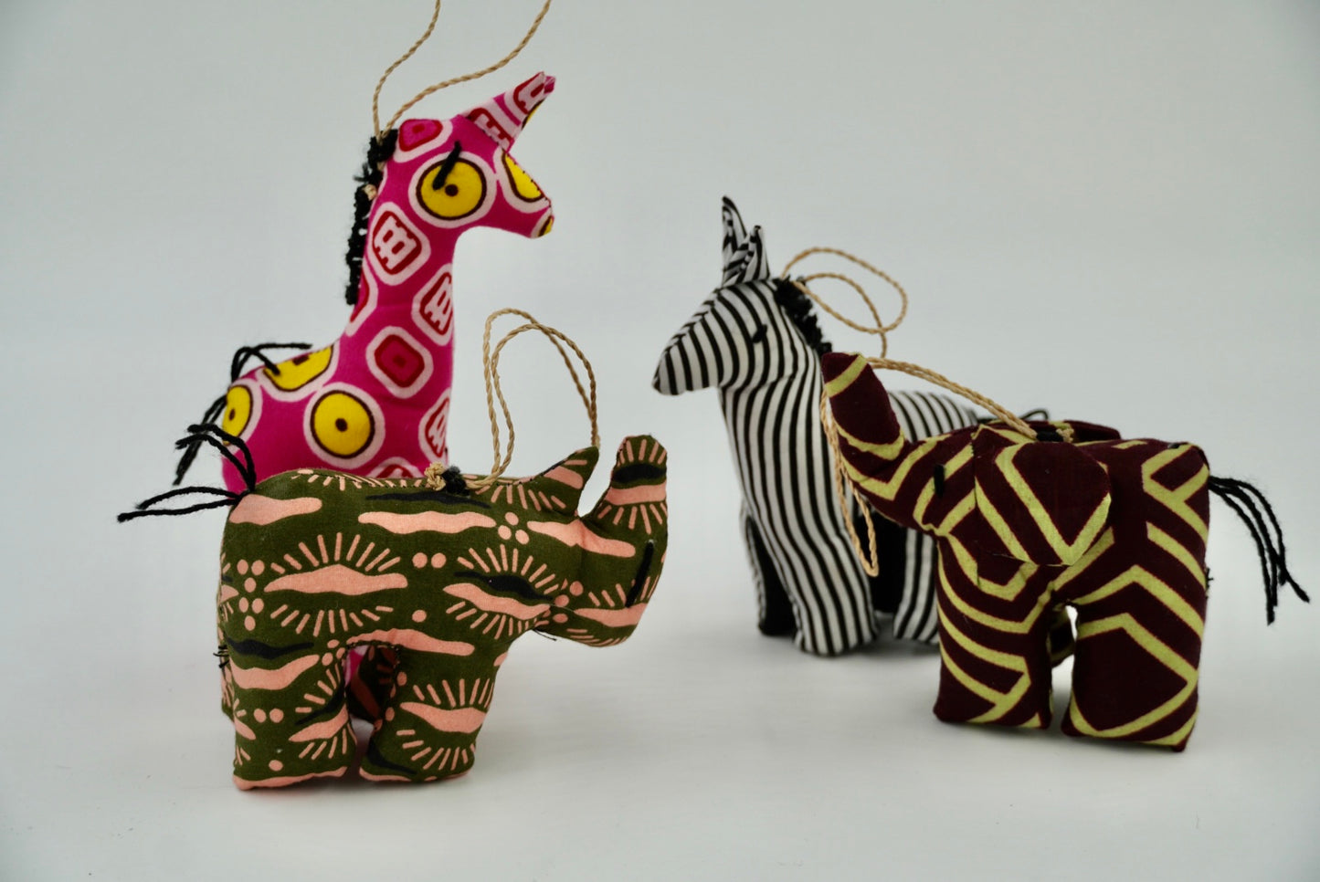 Ugandan Fabric Animal Ornament Set