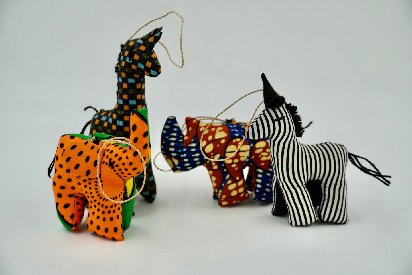 Ugandan Fabric Animal Ornament Set