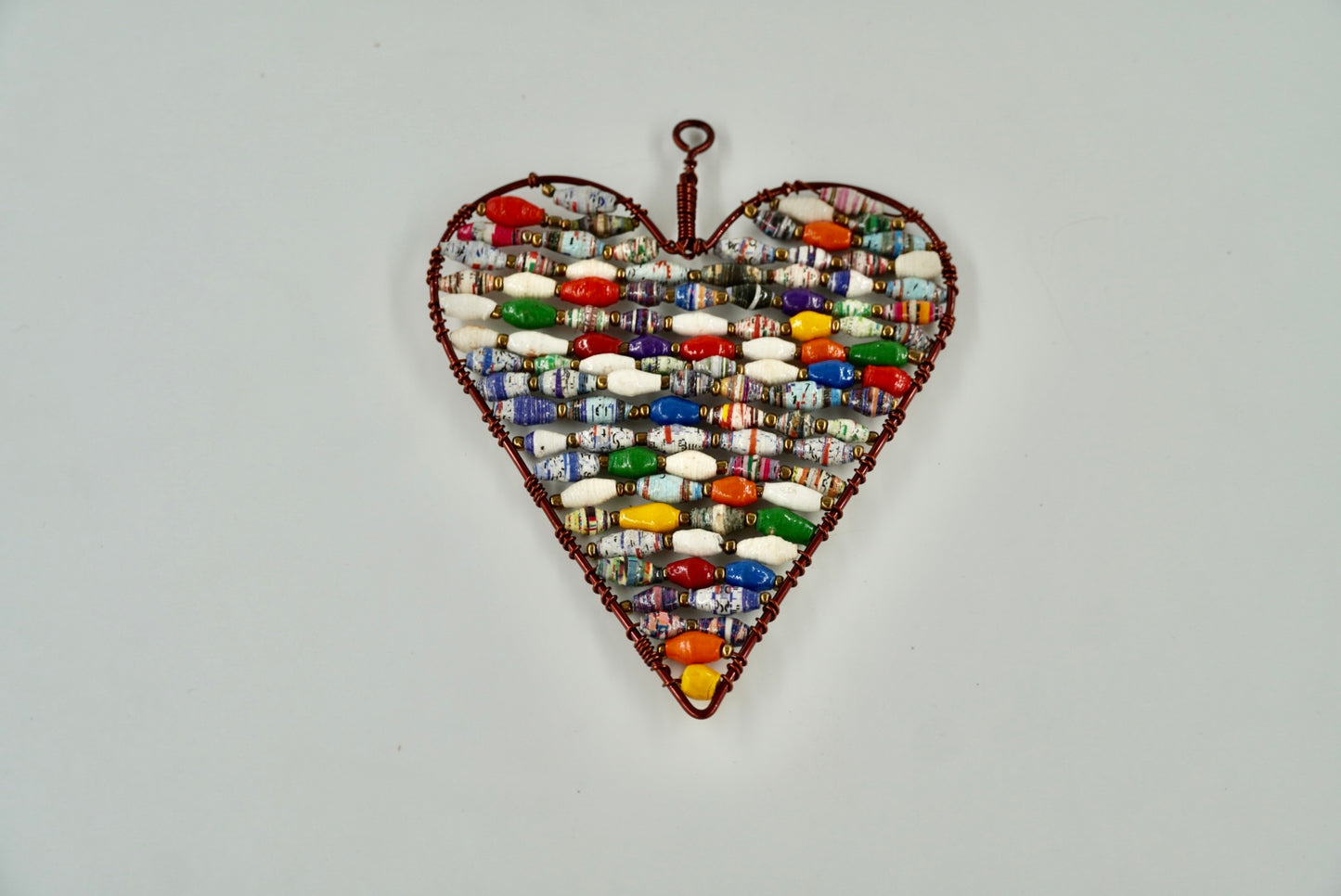 Ugandan Paper Bead Large Heart Ornaments