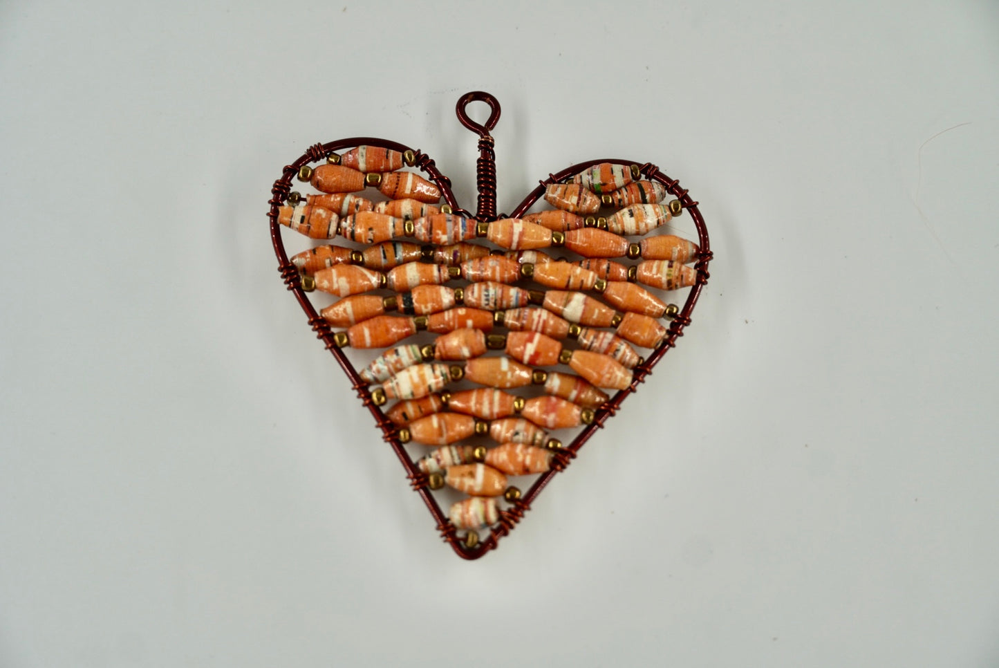 Ugandan Paper Bead Small Heart Ornaments