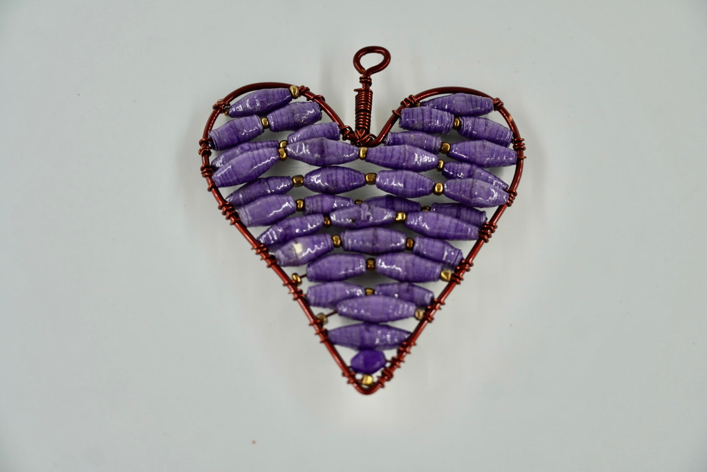 Ugandan Paper Bead Small Heart Ornaments