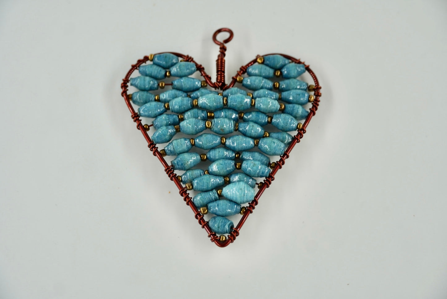 Ugandan Paper Bead Small Heart Ornaments