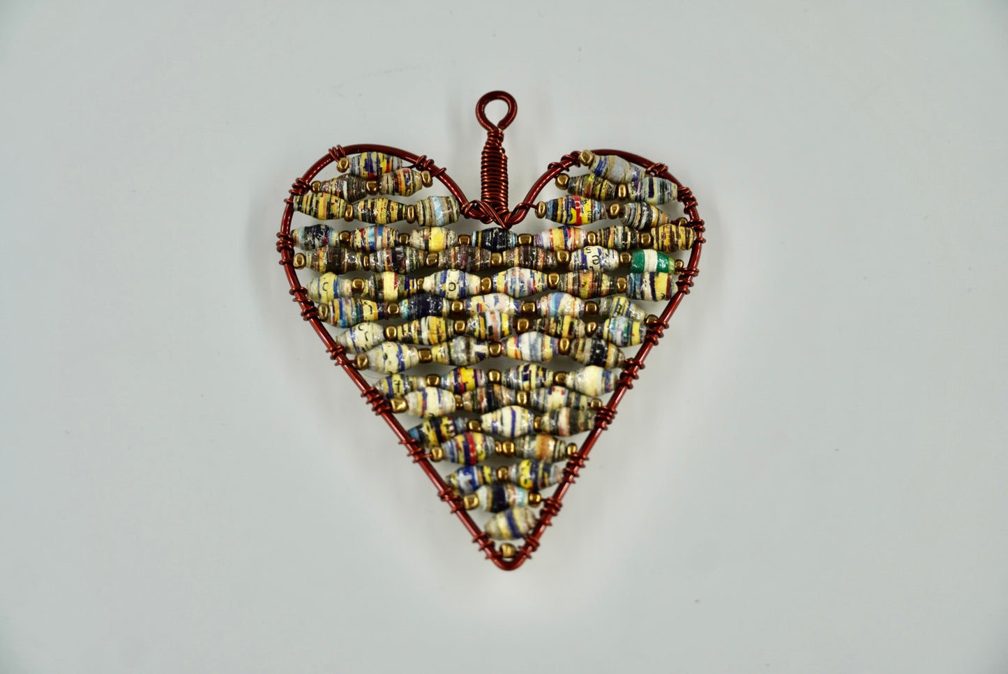 Ugandan Paper Bead Small Heart Ornaments