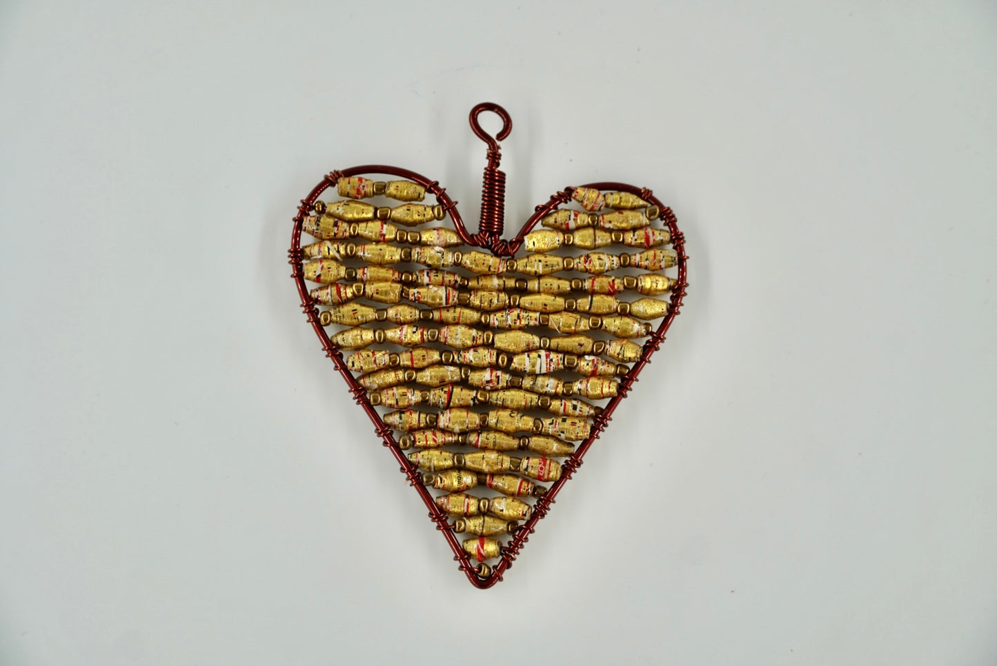 Ugandan Paper Bead Small Heart Ornaments