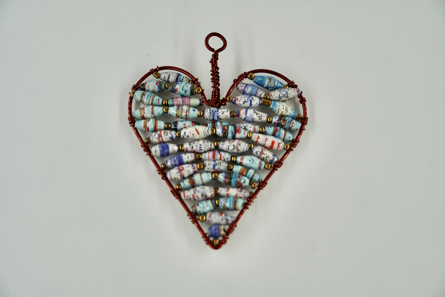 Ugandan Paper Bead Small Heart Ornaments