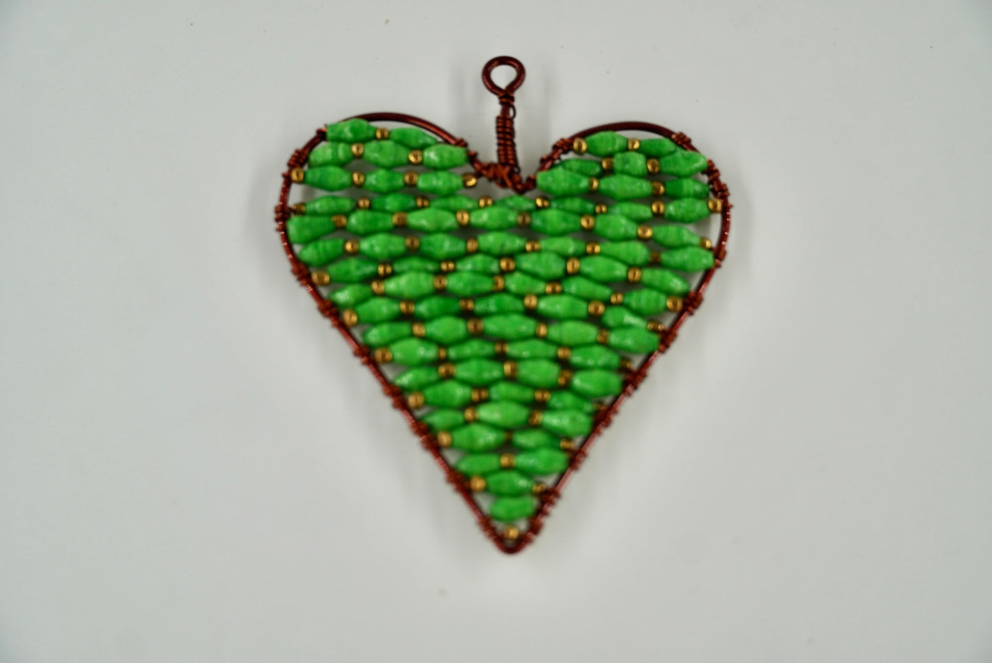 Ugandan Paper Bead Small Heart Ornaments