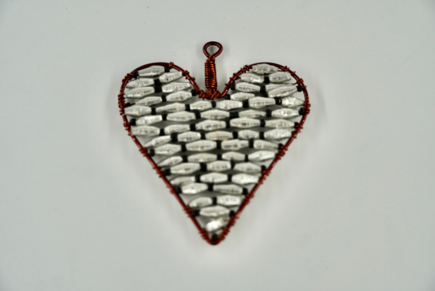 Ugandan Paper Bead Small Heart Ornaments