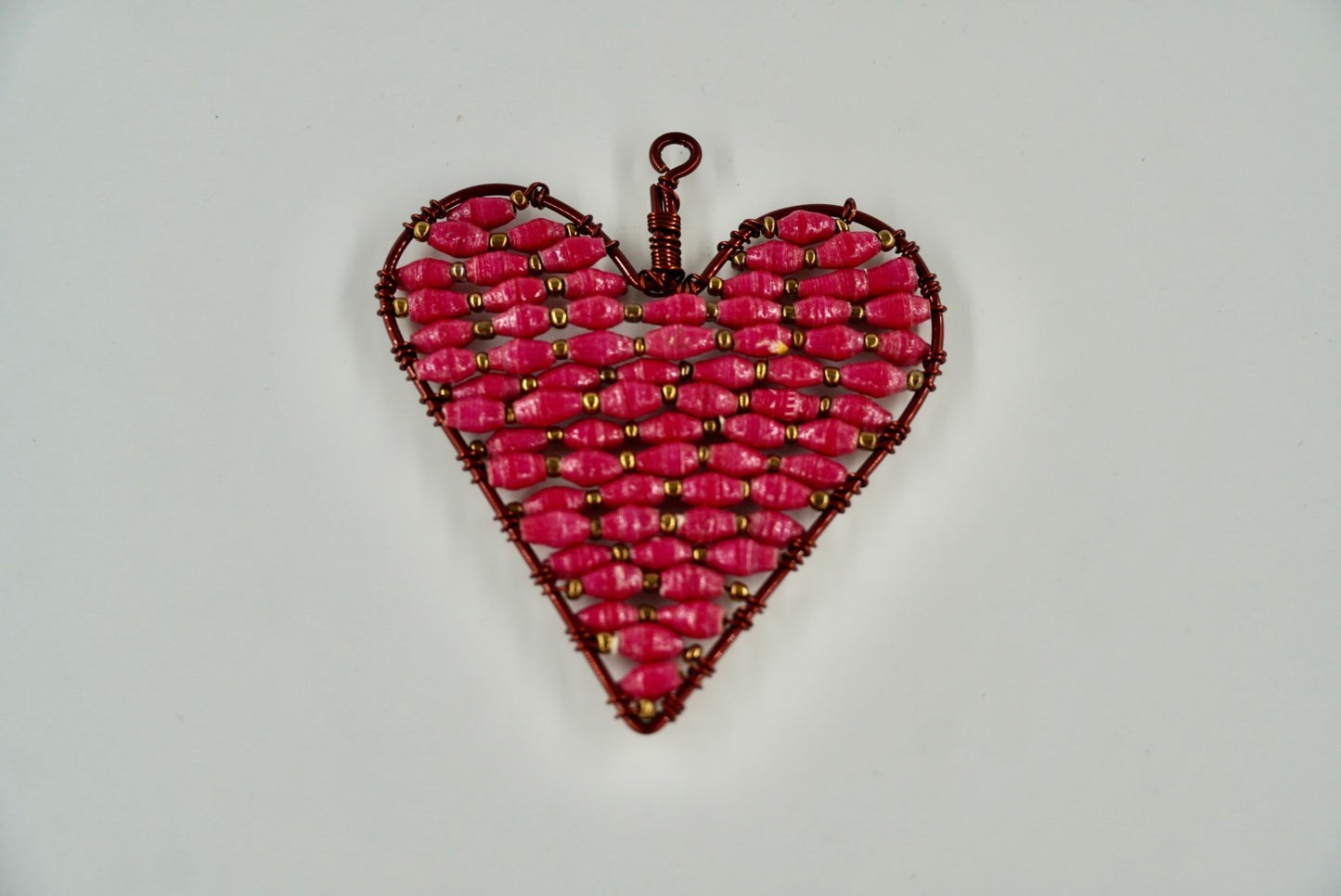 Ugandan Paper Bead Small Heart Ornaments