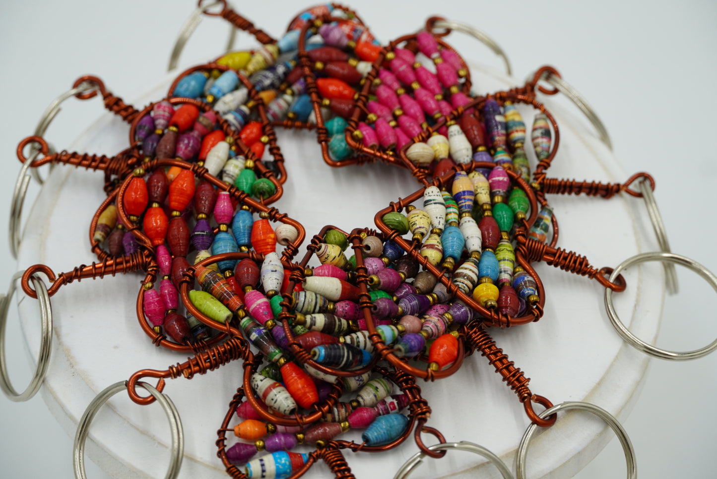 Ugandan Paper Bead Heart Keychain or Ornament