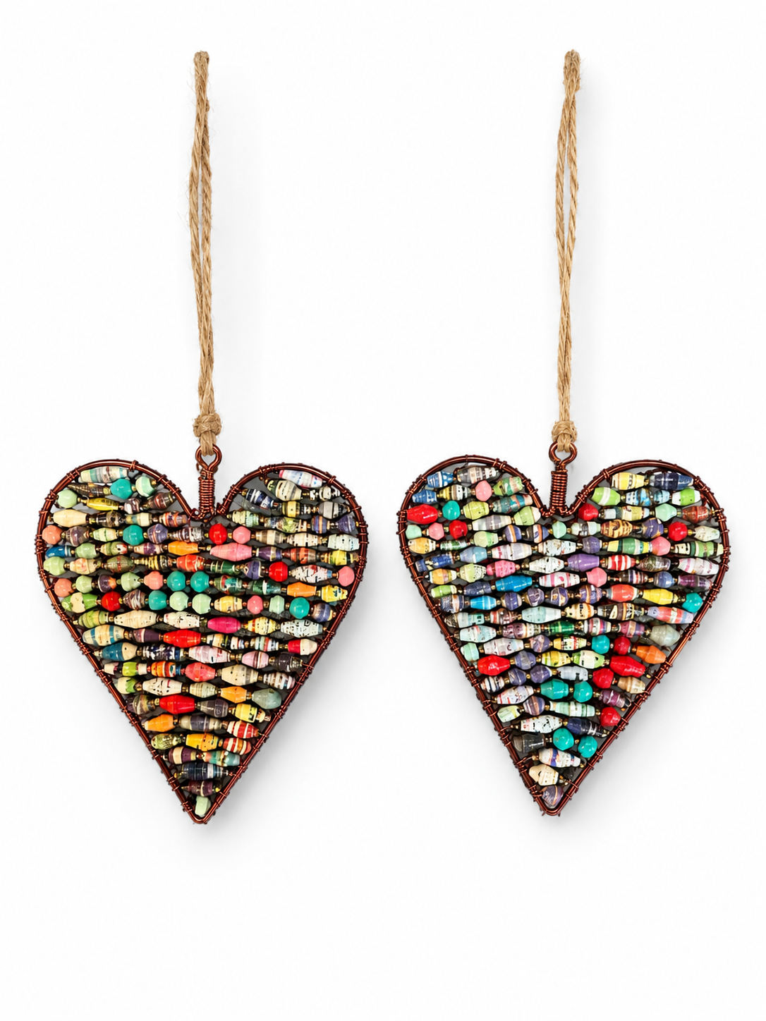 Ugandan Paper Bead Heart Ornament