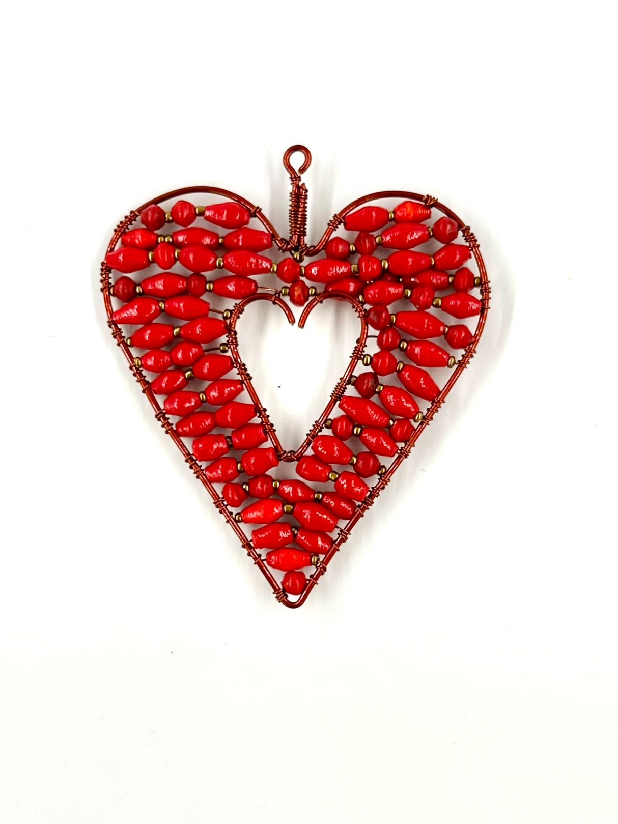 Ugandan Paper Bead Heart Ornaments