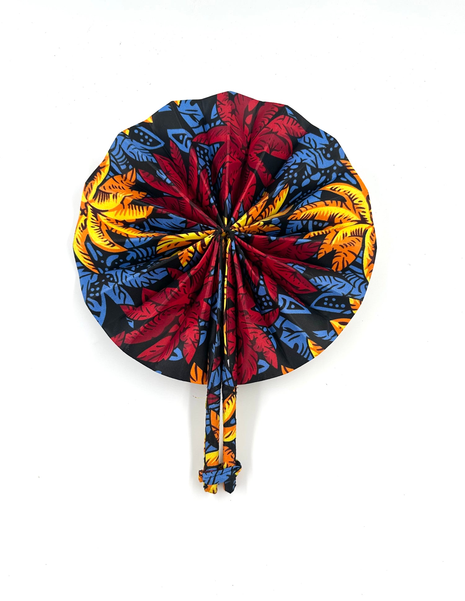 African Fabric Hand Fan with Fabric Handle