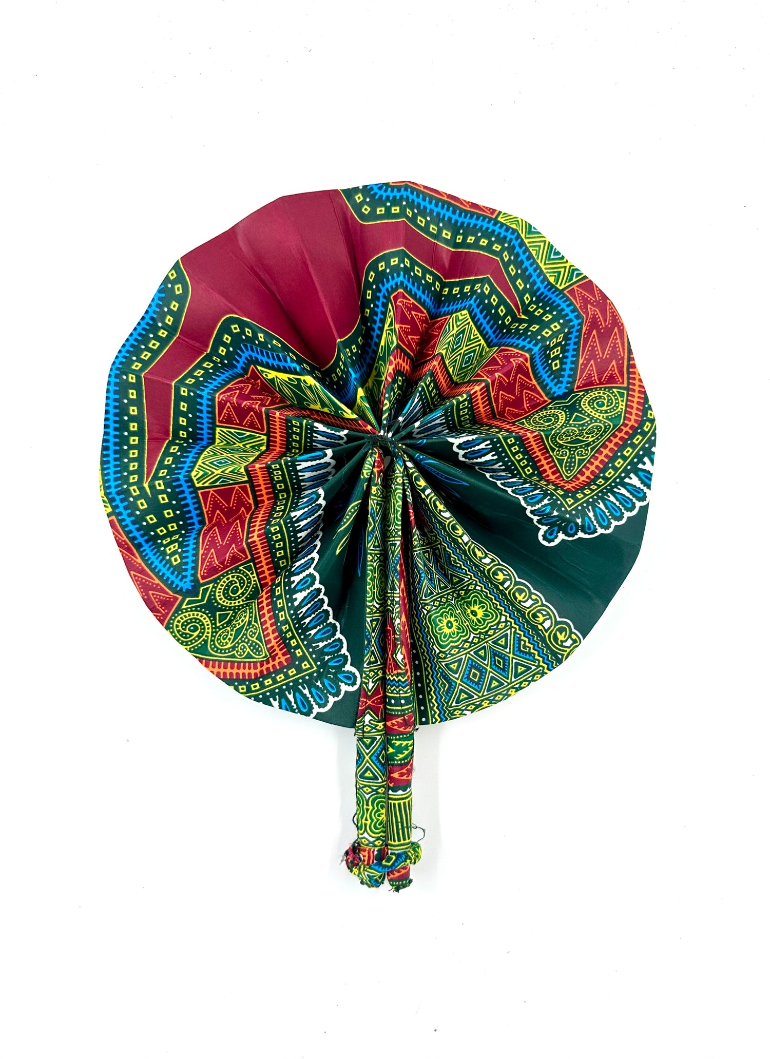 African Fabric Hand Fan with Fabric Handle
