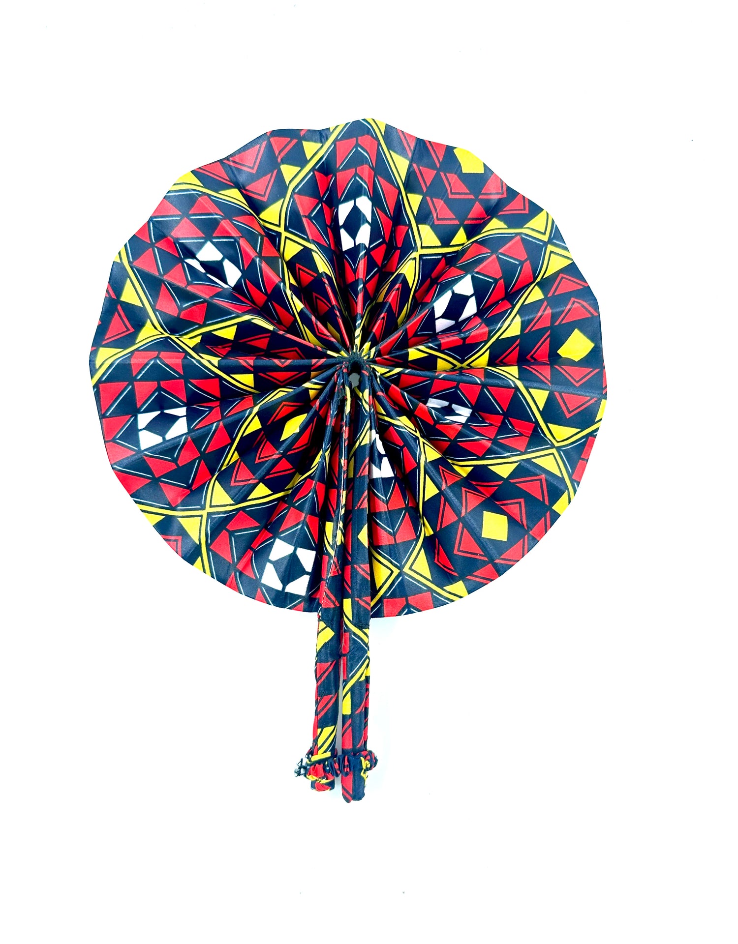 African Fabric Hand Fan with Fabric Handle