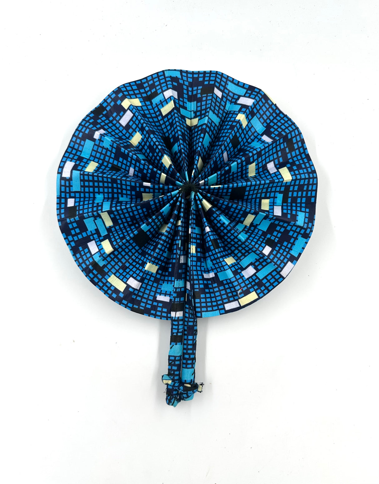 African Fabric Hand Fan with Fabric Handle