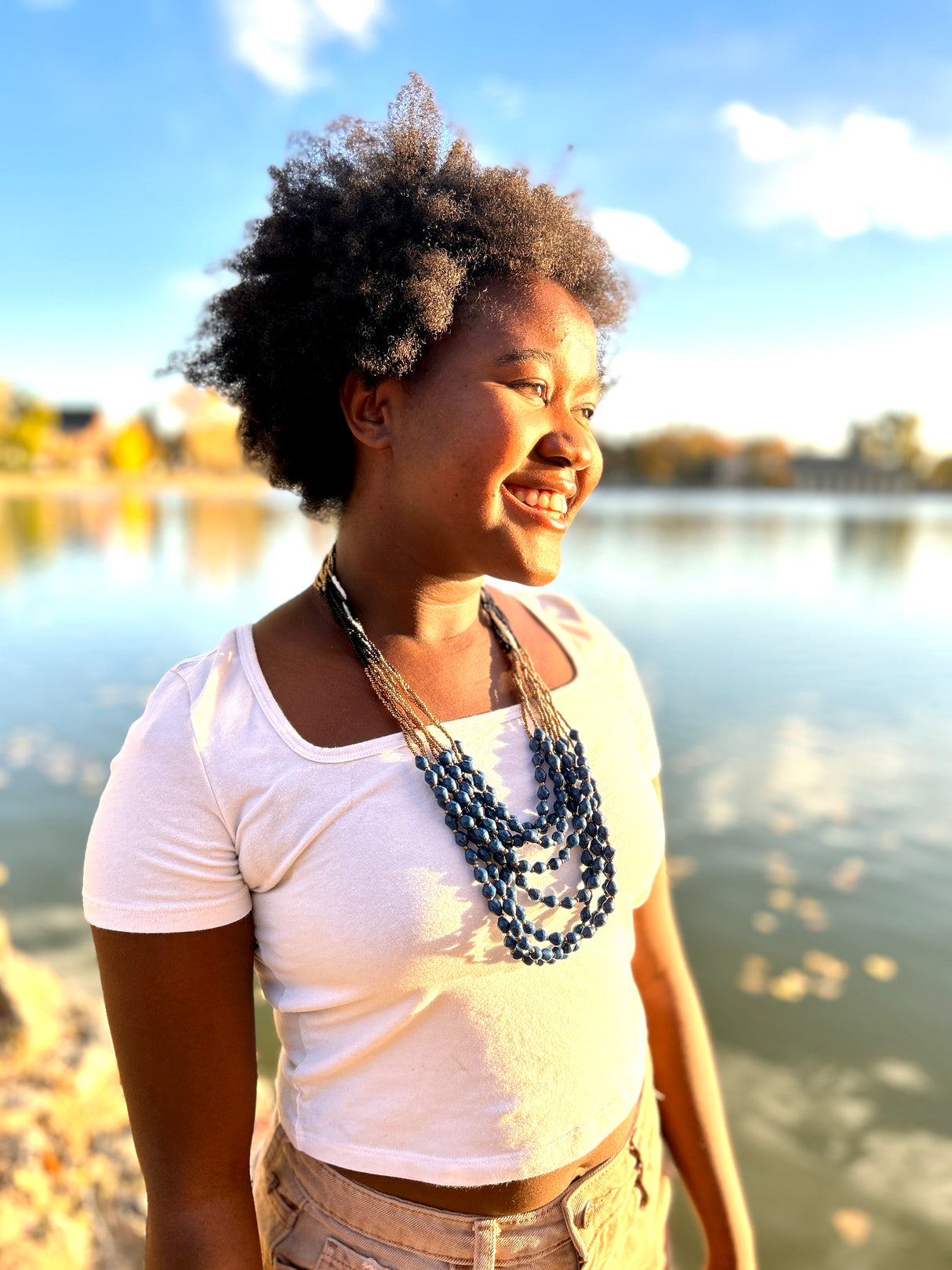 Ugandan Gold Multi-Strand Paper Bead Necklace (6 Colors)