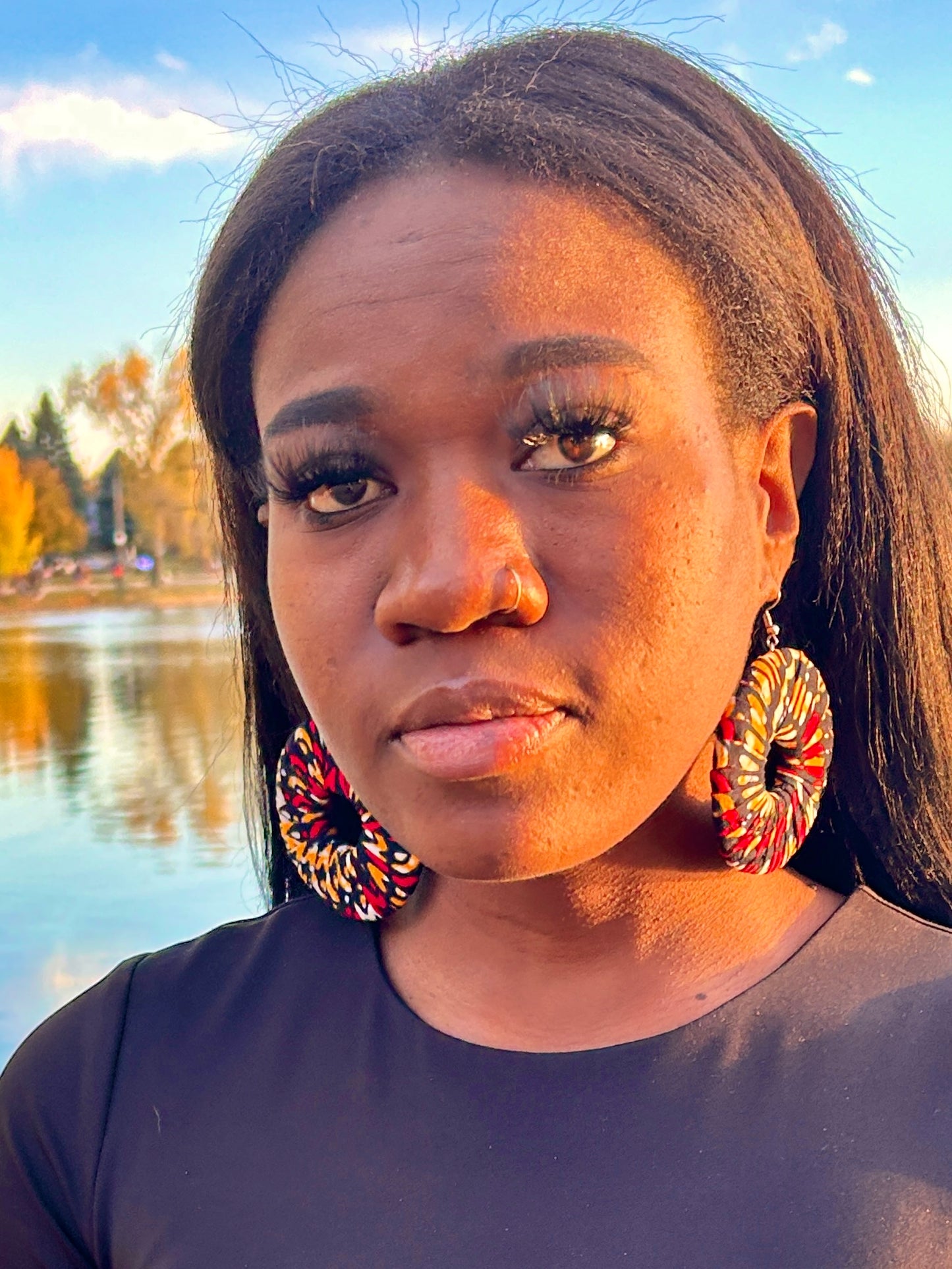Fabric Disc Earrings