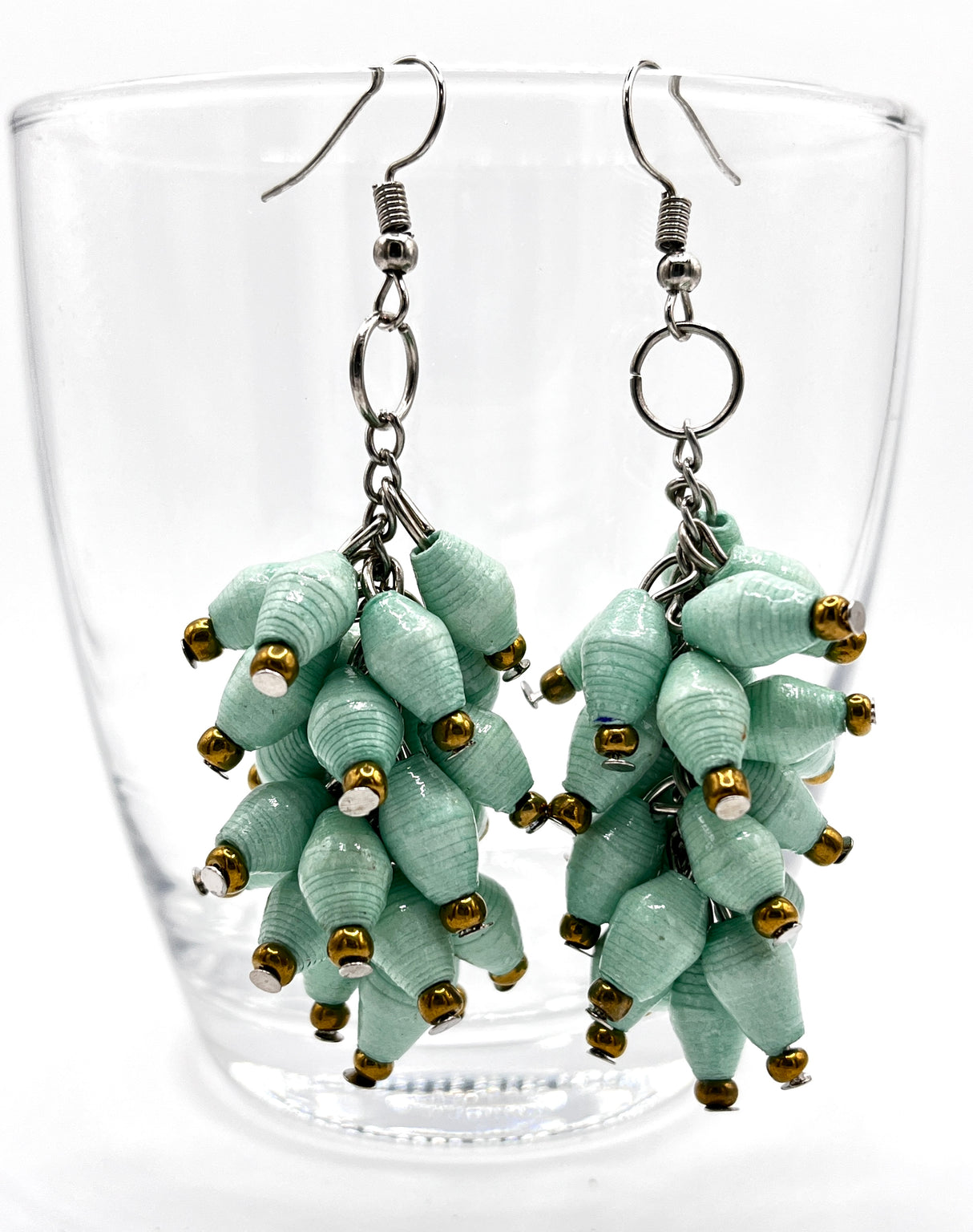 Ugandan Paper Bead Dangle Bunch Earrings