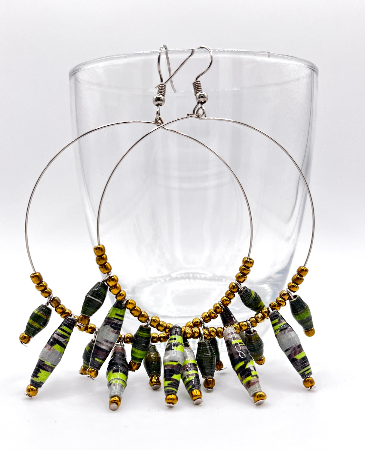 Ugandan Paper Bead Hoop Earrings
