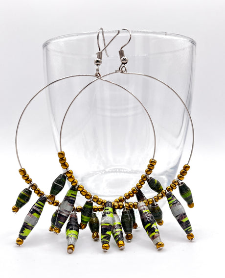 Ugandan Paper Bead Hoop Earrings