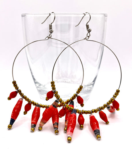 Ugandan Paper Bead Hoop Earrings