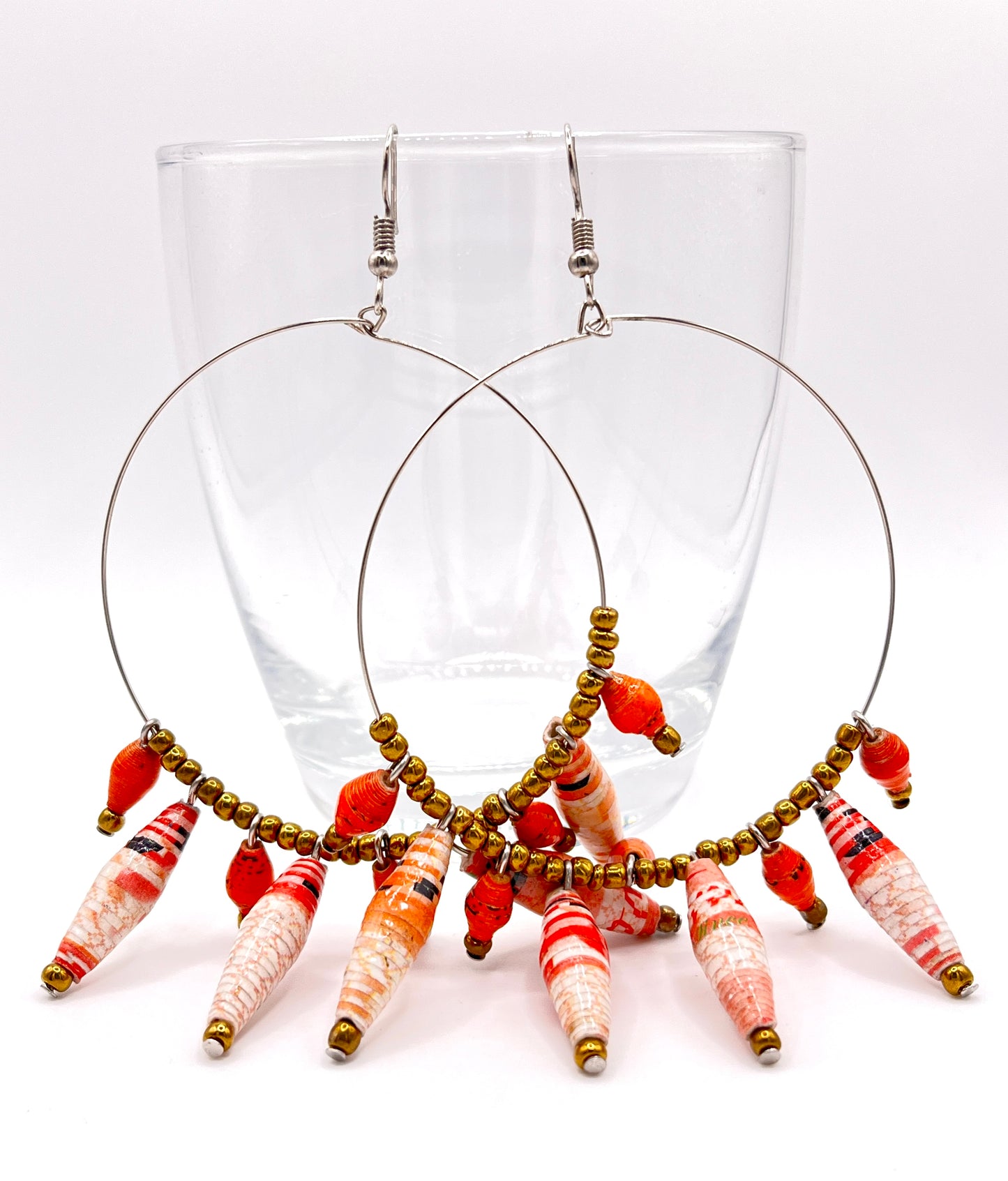 Ugandan Paper Bead Hoop Earrings