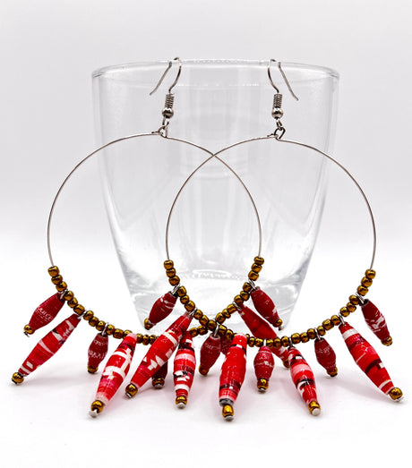 Ugandan Paper Bead Hoop Earrings