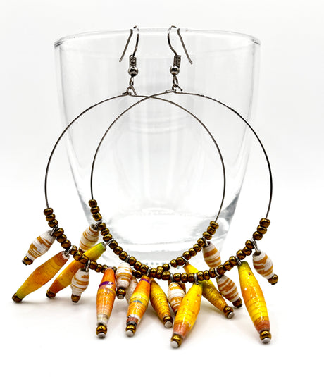 Ugandan Paper Bead Hoop Earrings