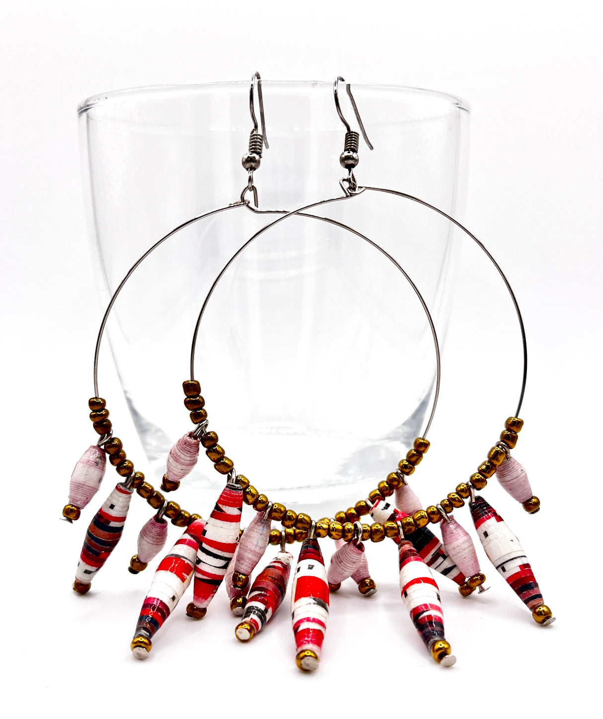 Ugandan Paper Bead Hoop Earrings