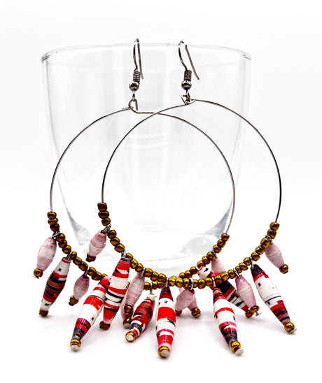 Ugandan Paper Bead Hoop Earrings