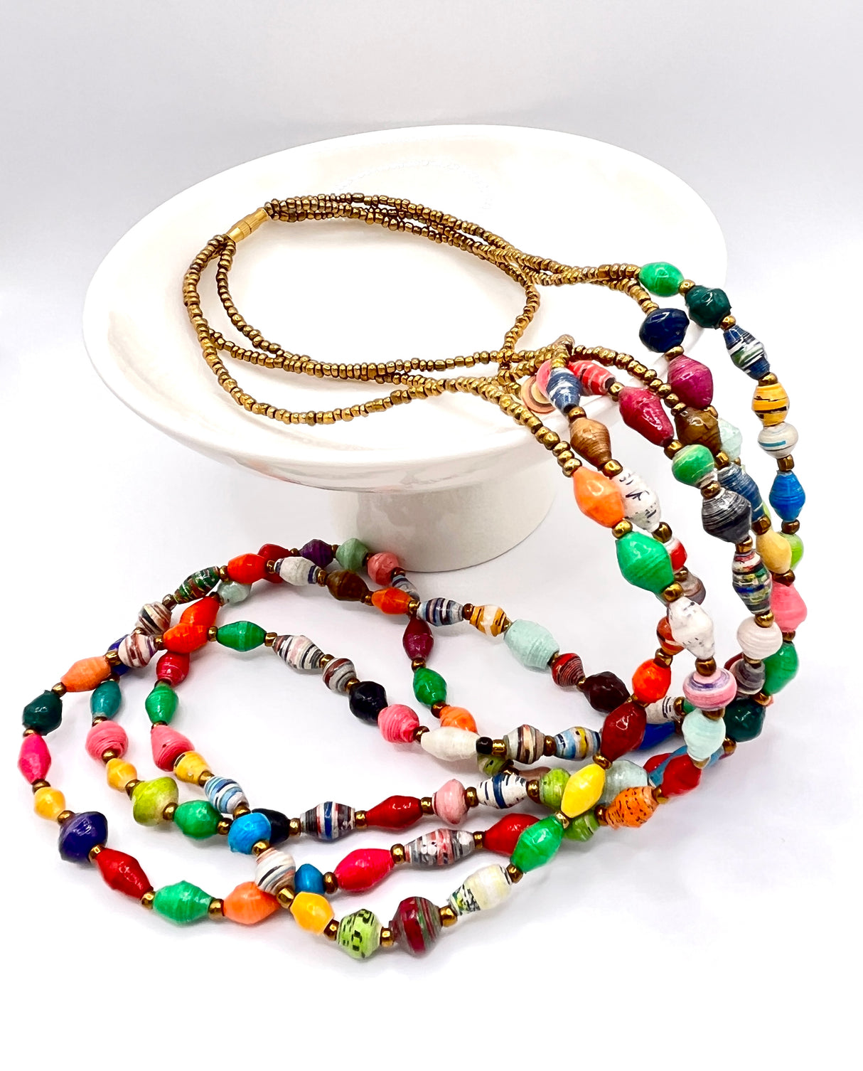 Ugandan Rainbow Paper Bead Necklace