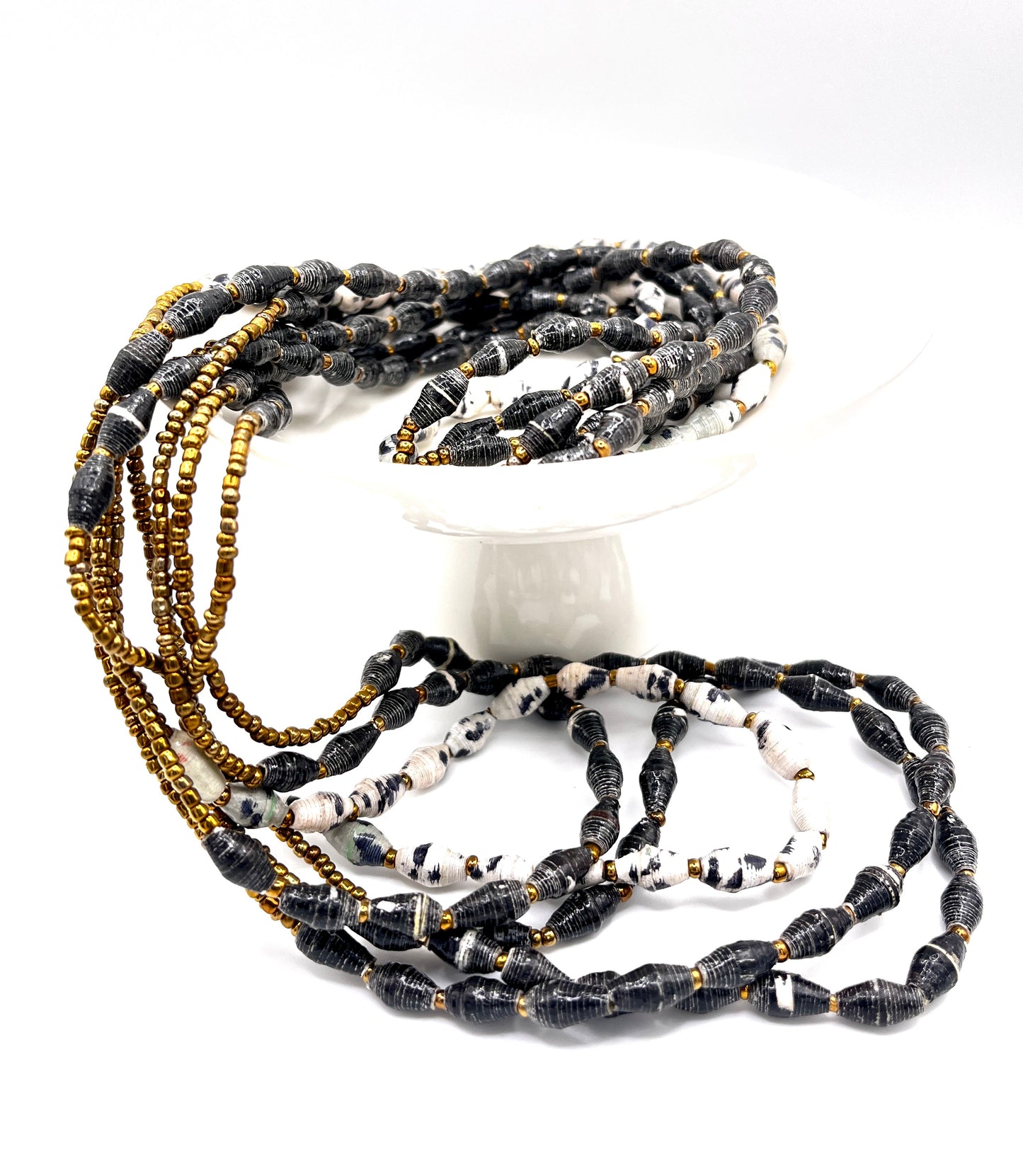 Ugandan Speckled Paper Bead Necklace (3 Colors)