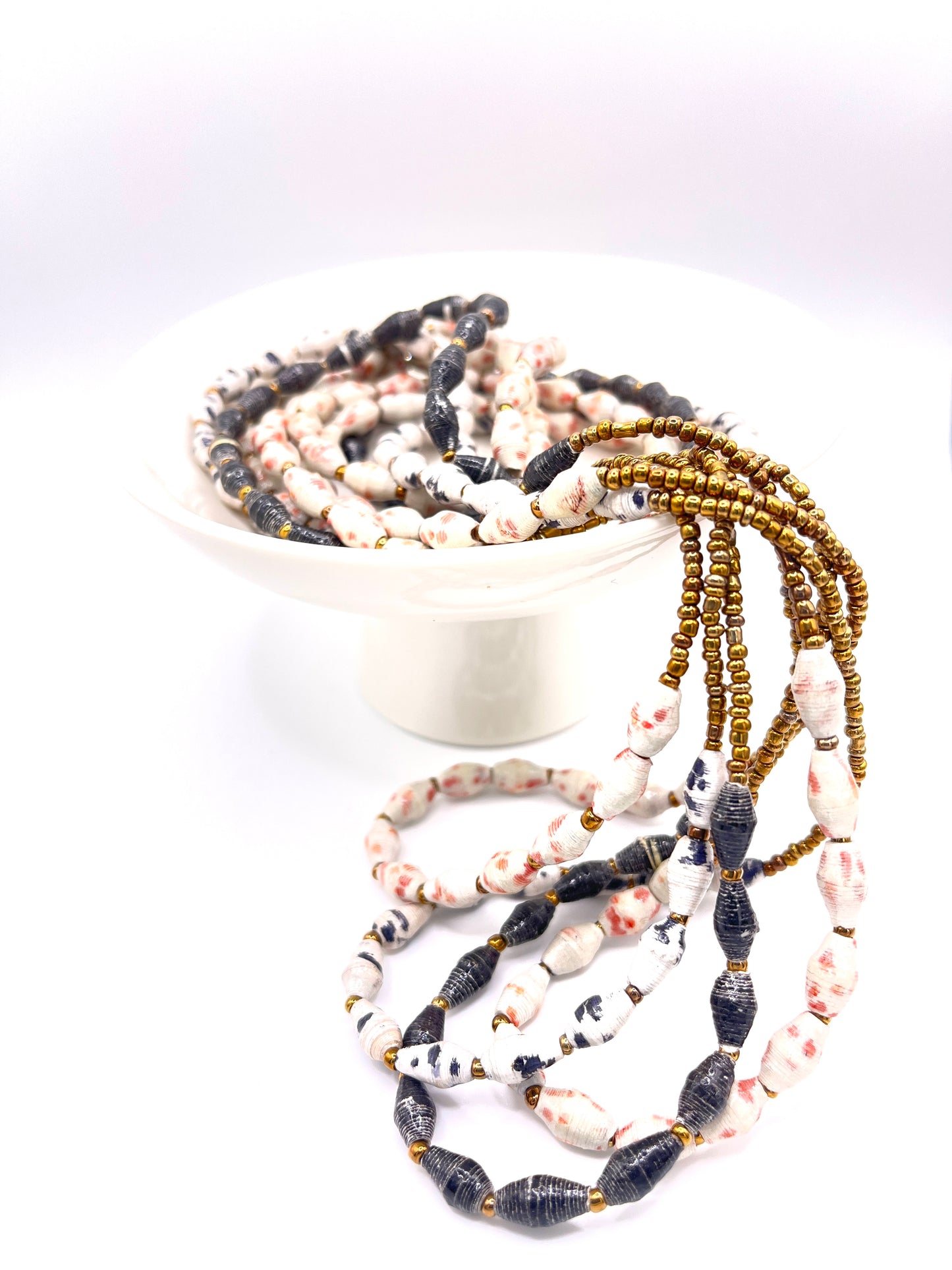Ugandan Speckled Paper Bead Necklace (3 Colors)