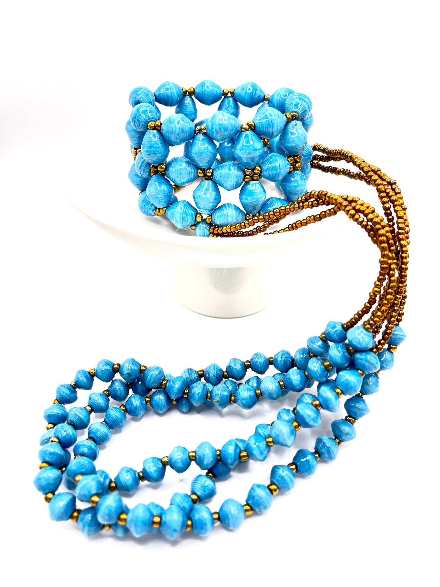 Ugandan Sky Blue Paper Bead Set