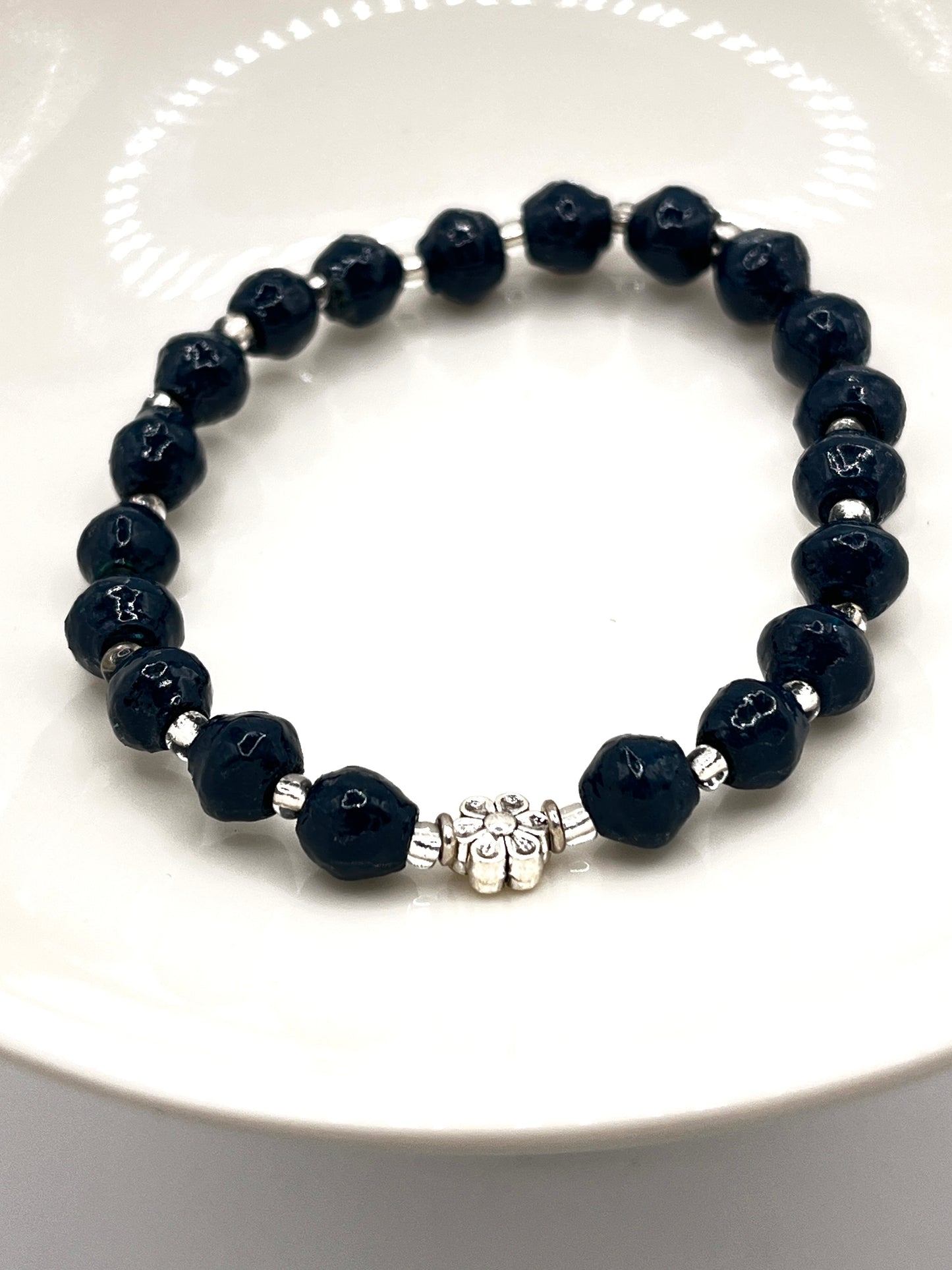 Ugandan Paper Bead Flower Charm Bracelet