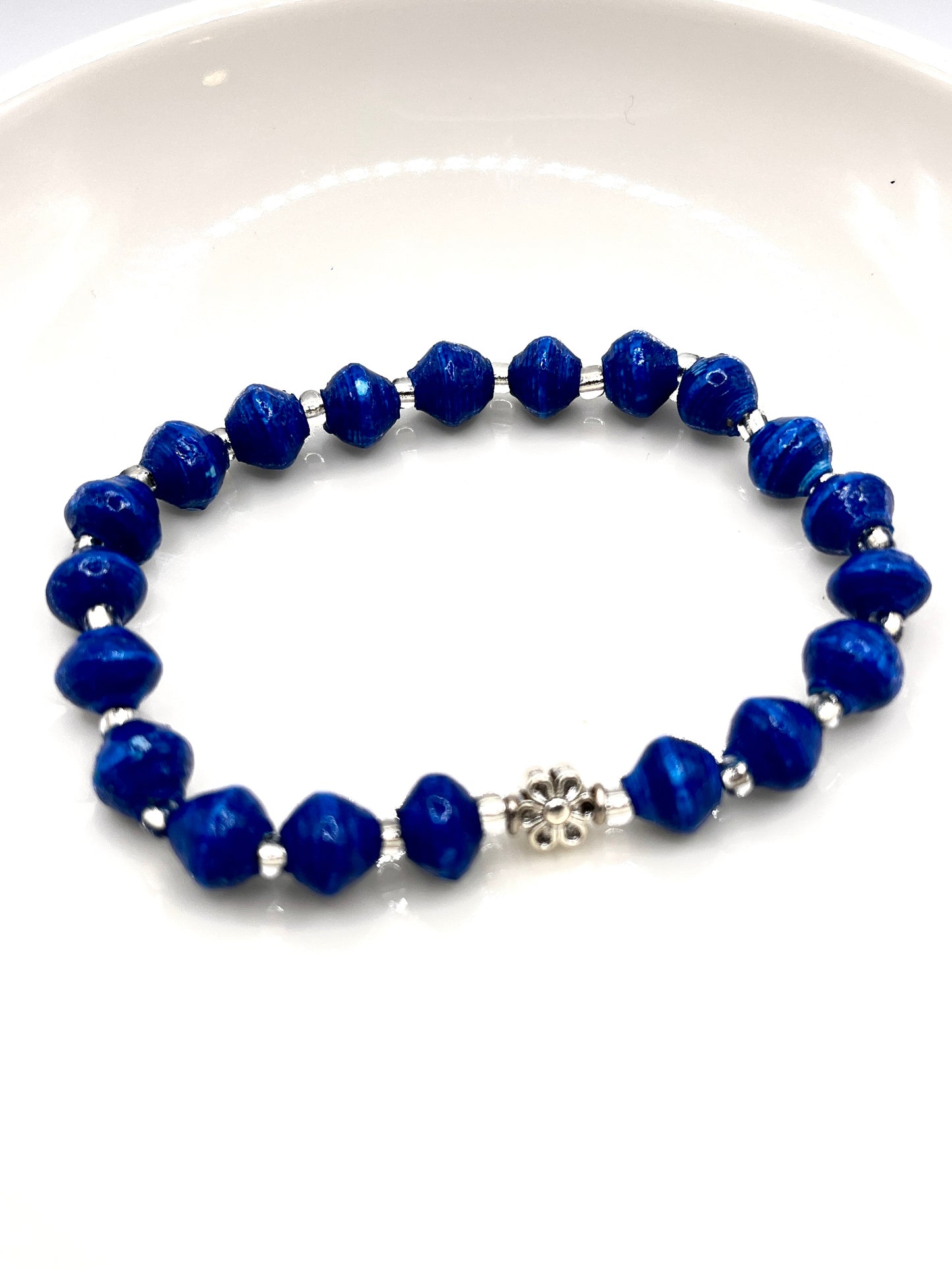 Ugandan Paper Bead Flower Charm Bracelet