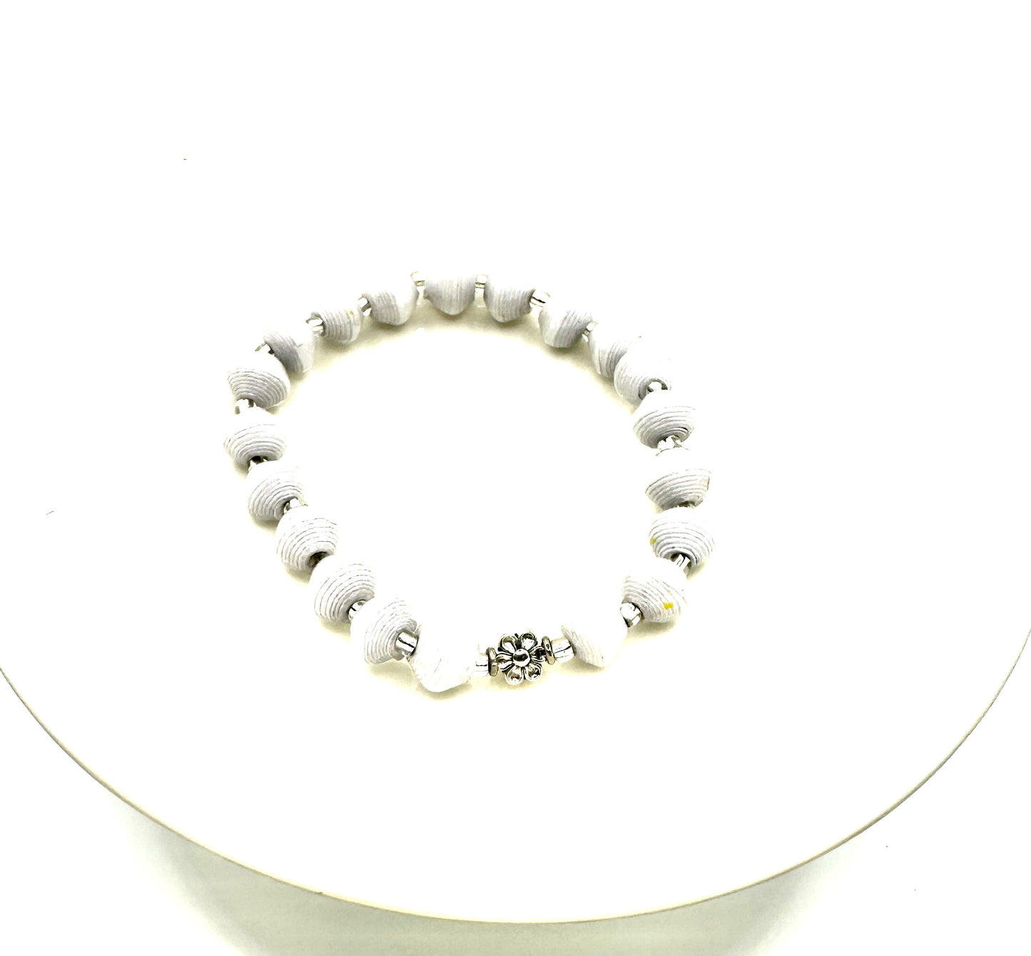 Ugandan Paper Bead Flower Charm Bracelet