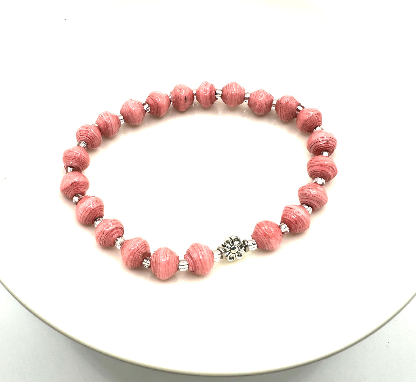 Ugandan Paper Bead Flower Charm Bracelet