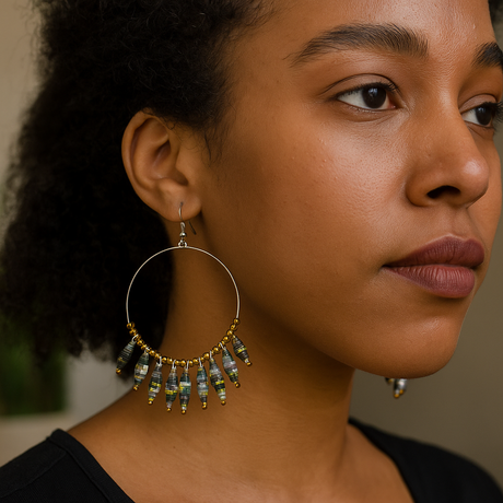 Ugandan Paper Bead Hoop Earrings