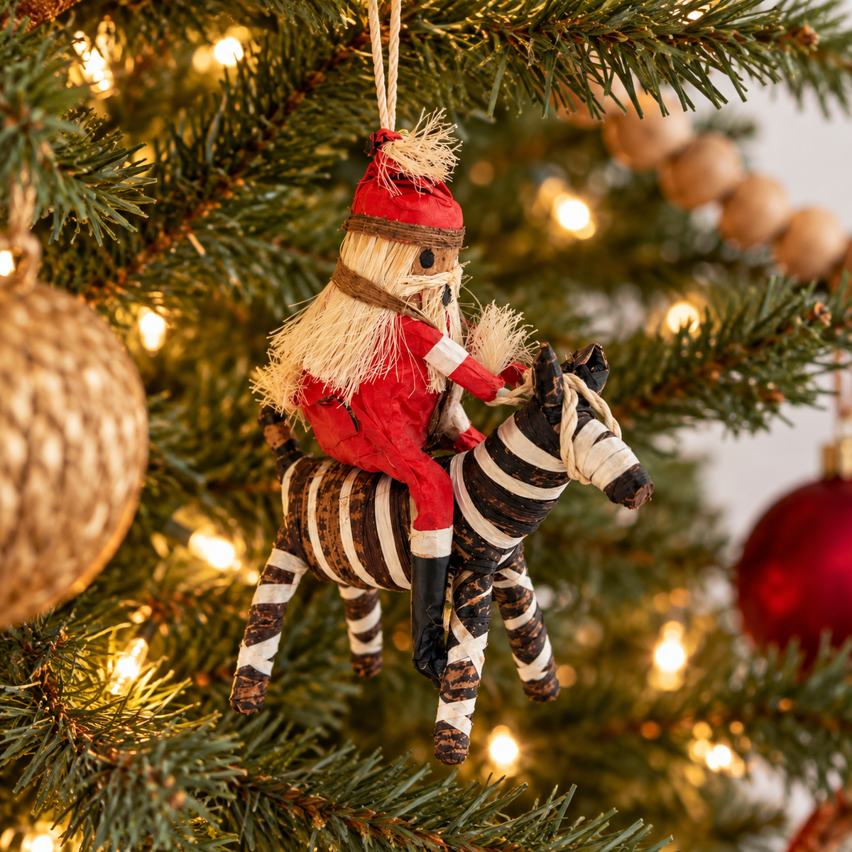 Zebra Santa Ornament