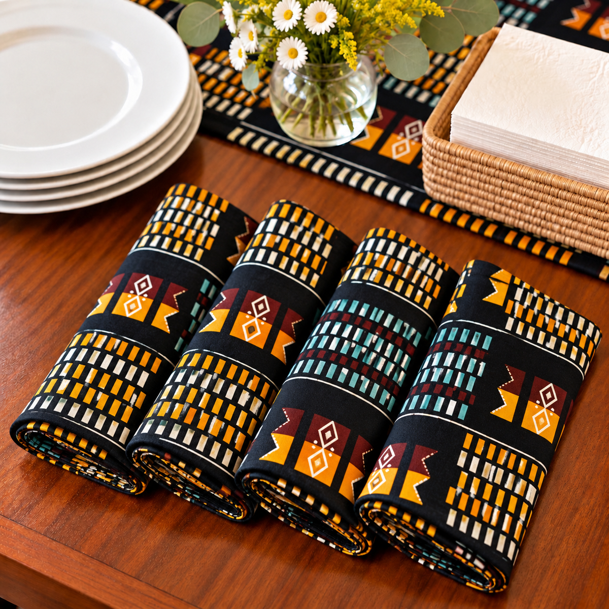 Tooro African Print Cloth Napkins