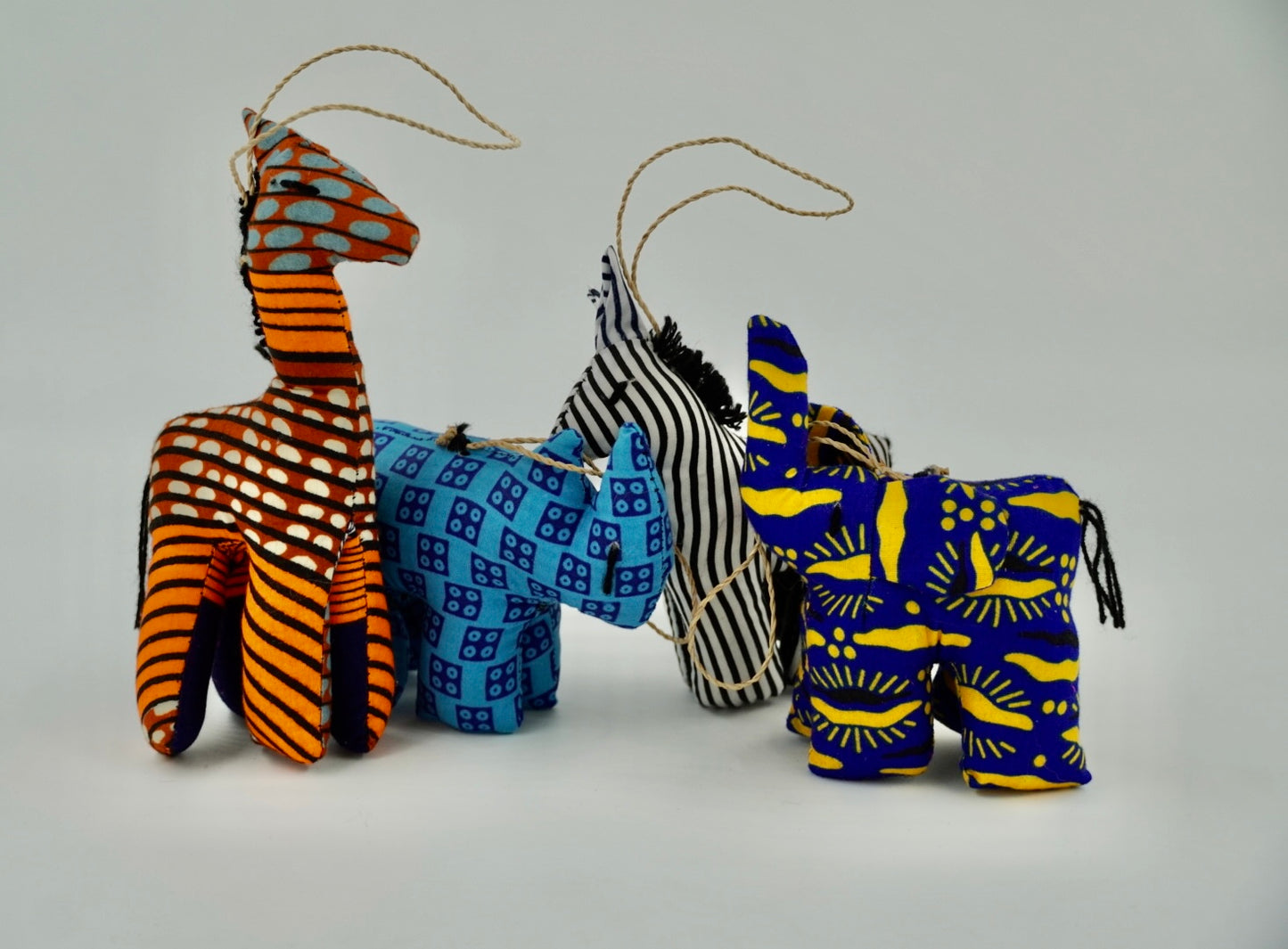 Ugandan Fabric Animal Ornament Set
