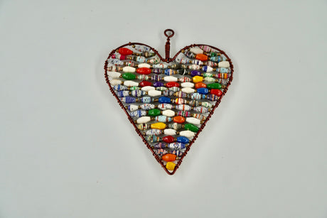 Ugandan Paper Bead Large Heart Ornaments