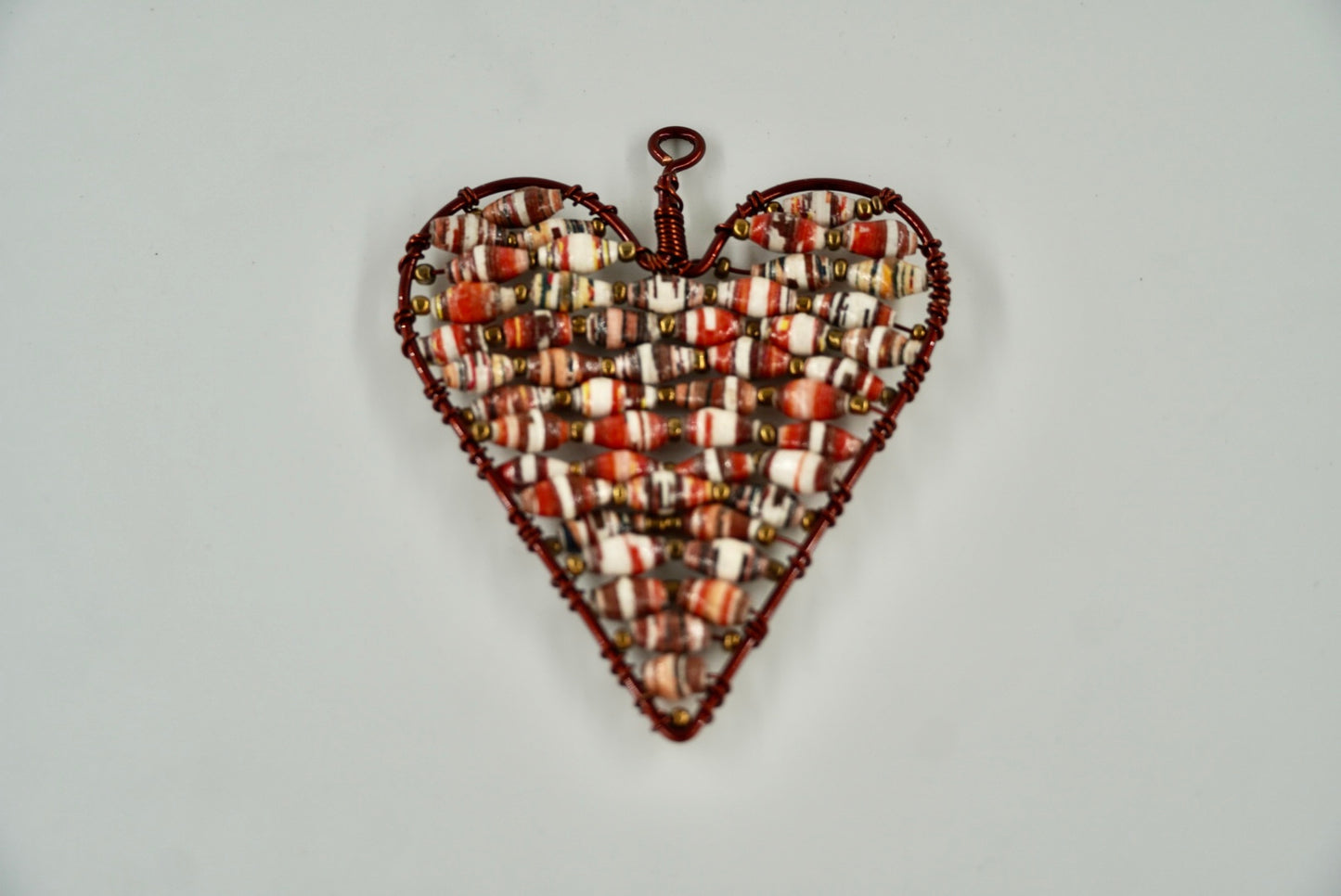 Ugandan Paper Bead Small Heart Ornaments