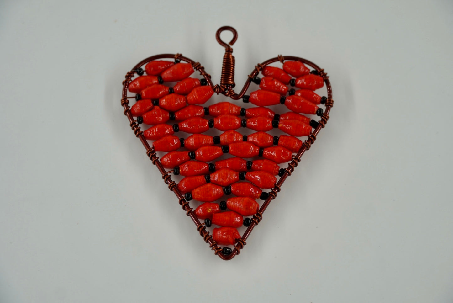 Ugandan Paper Bead Small Heart Ornaments