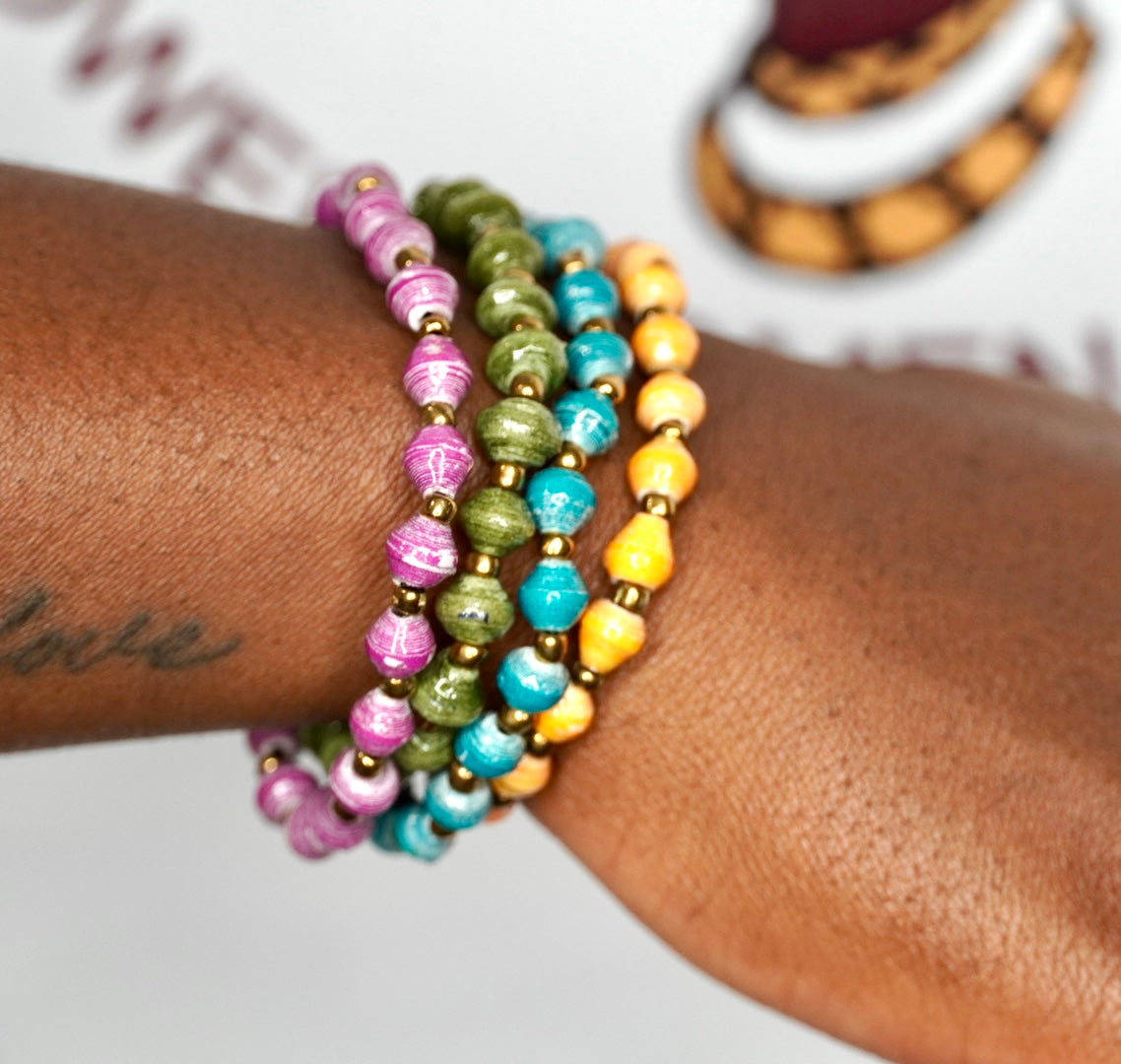 Ugandan Paper Bead Bracelet Set