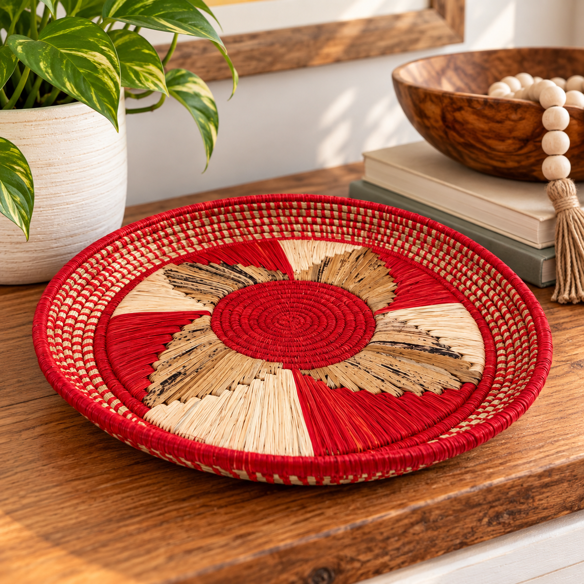 Rose Ugandan Platter Basket