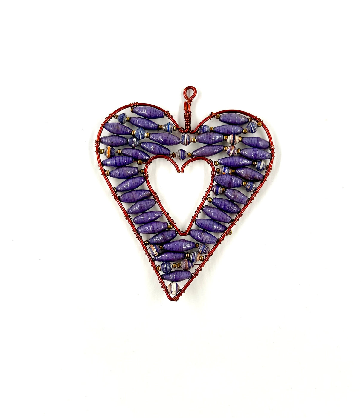 Ugandan Paper Bead Heart Ornaments